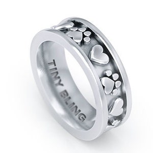 Paws and Hearts Eternity Band Ring by TinyBling Jewelry in Sterling Silver or 14K Gold