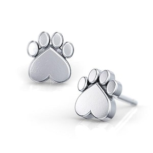 Paw Print Heart Earring Studs