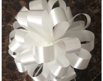 Wedding Satin Bow, Chair Bow, Pew Bow, Craft Bow, Wreath Bow, Christening Bow, Bridal Reception Bow, Table Decoration Bow, White Bow Bow