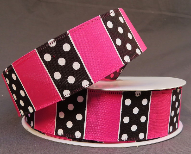 Black White Dots Satin Wired Ribbon Gift Package Ribbon - Etsy