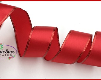 Red Wired Ribbon, Wired Wreath Ribbon, Bow Ribbon, Floral Ribbon, Red Gift Package Ribbon, Valentine Ribbon, Basket Ribbon, Holiday Ribbon