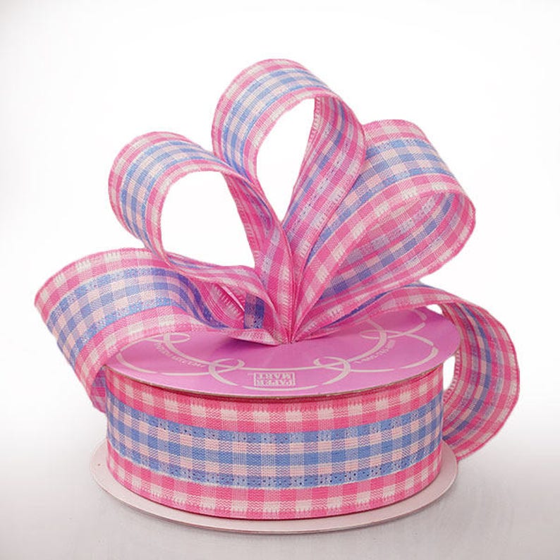 Premium Wired Ribbon Pink Blue Baby Wired Ribbon Bow Ribbon Etsy