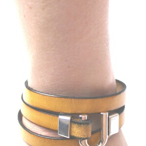 Leather Bracelet Wrap Yellow image 4