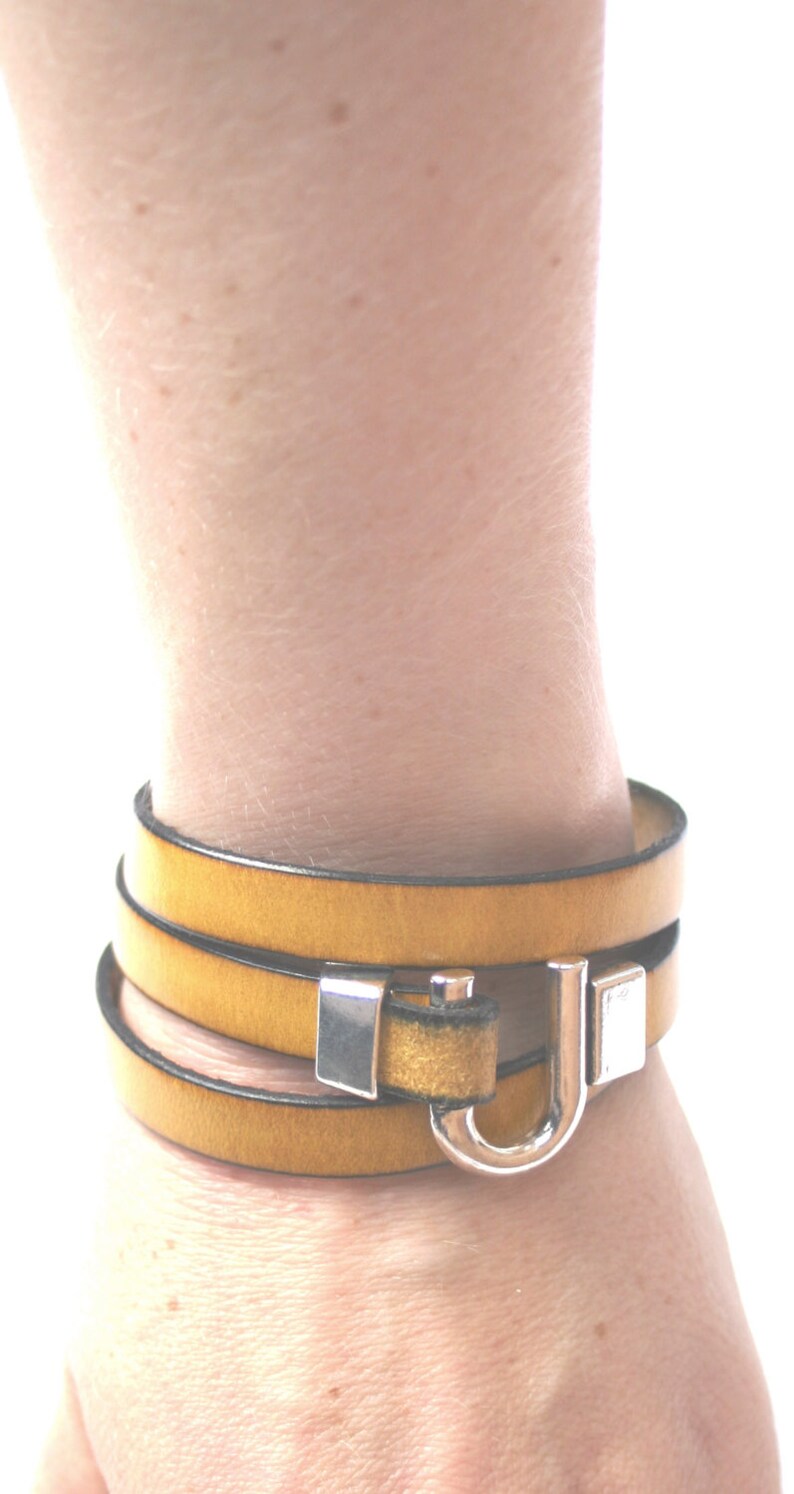 Leather Bracelet Wrap Yellow image 4