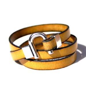 Leather Bracelet Wrap Yellow image 1