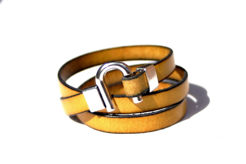 Leather Bracelet Wrap Yellow image 1