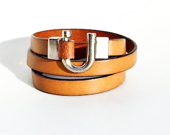 Leather Bracelet Wrap Brown