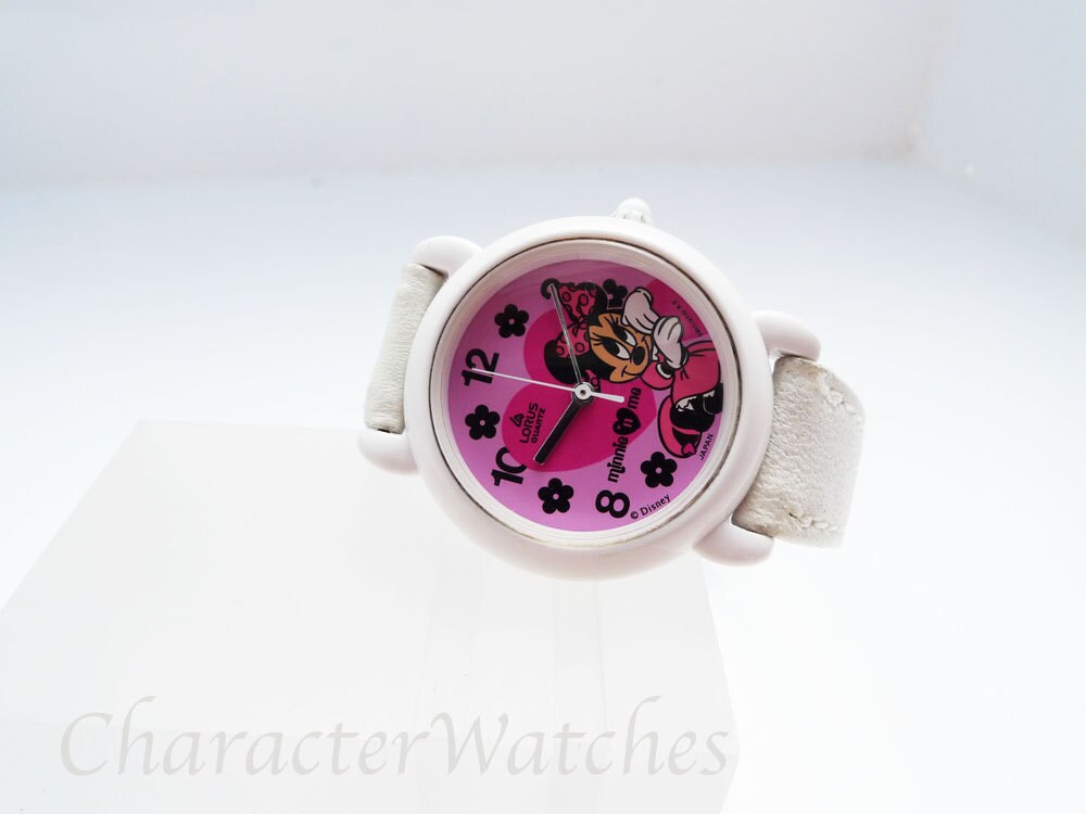 Vtg LORUS / Seiko Pink MINNIE MOUSE WATCH 2-Tone Band DISNEY Japan - New Battery s-l400.jpg main image 2