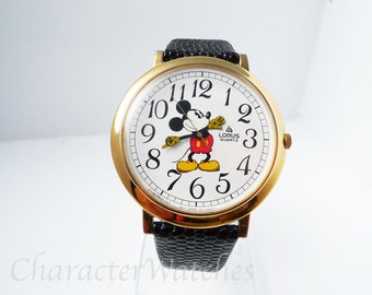 Lorus Seiko 1980\'s Mickey Mouse V501-0A20 Large Watch • Leather Wristband Vintage Lorus Mickey Mouse V501-0A20 QUARTZ Watch Brown  main image 2
