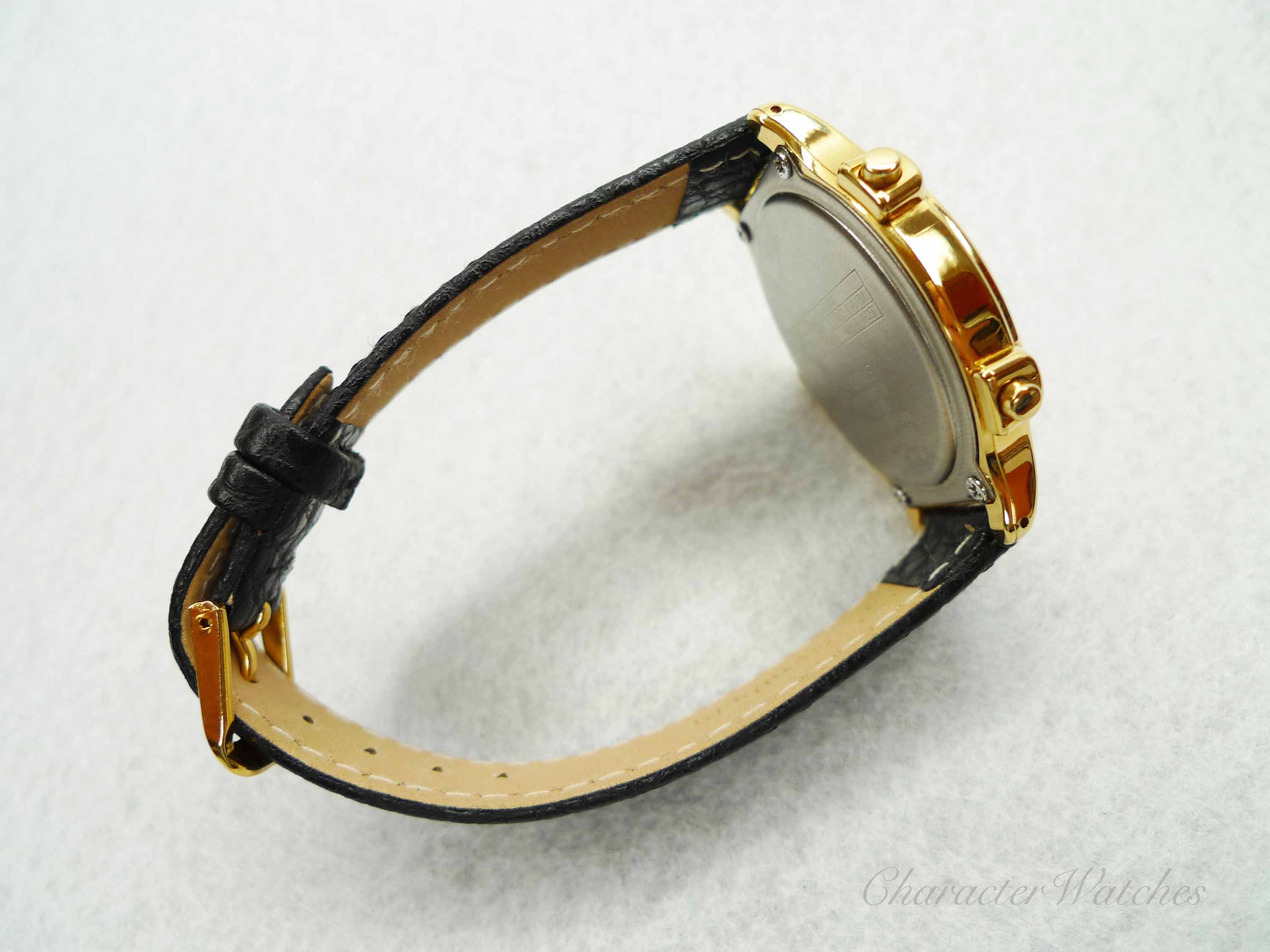 Vintage Lorus Mickey Mouse Alarm Chime Watch V69F-6000 Brown Leather Gold Tone Vintage Lorus Mickey Mouse Watch V69F-6000 ZO Chime, Alarm  main image 3