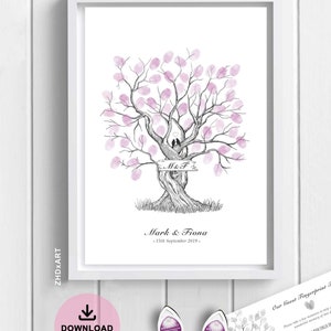 Fingerprint Wedding Tree Guestbook - CUSTOMISED -  With Instructions, Names and Date *Printable* *Cheapest on Etsy*