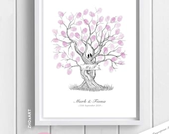 Livre d'or d'arbre de mariage d'empreintes digitales - PERSONNALISÉ - avec instructions, noms et date * Imprimable * * Moins cher sur Etsy *
