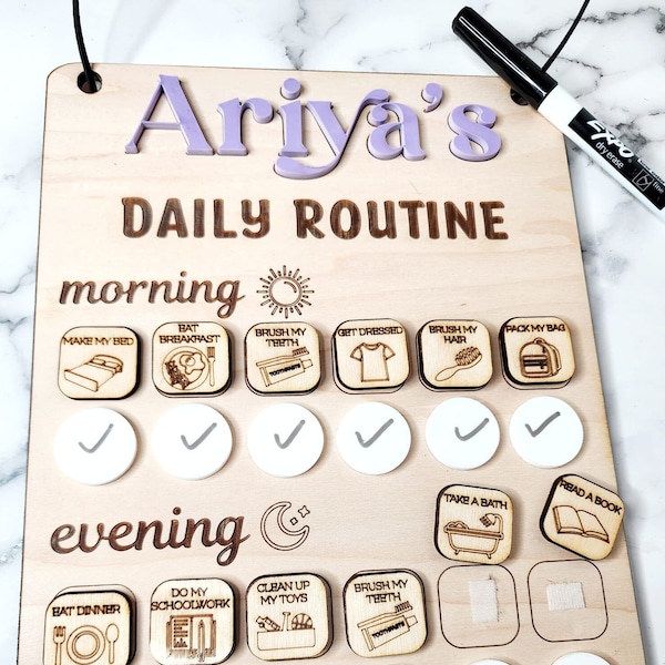 Daily Routine Chart for Kids | SVG Laser Cut File | Daily Routine Checklist | Dry Erase Routine Chart SVG | Laser Ready File