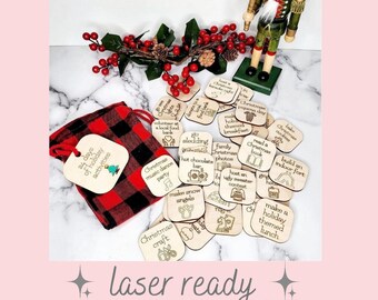 Kerstactiviteitentokens SVG | Adventskalender SVG | Afteltokens voor kerst | Kerstactiviteiten voor kinderen | Lasergesneden bestand