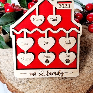 Family Gingerbread Christmas Ornament | 1 - 10 Family Members | Digital File | Ornament SVG | Laser Ready Cut File | Glowforge