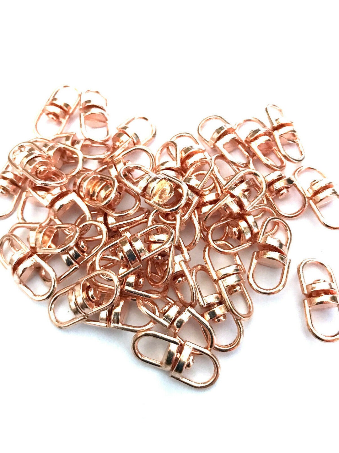 50 Pcs Rose Gold Keychains Jump Rings Jewelry Key Chain Keyring Oval ...