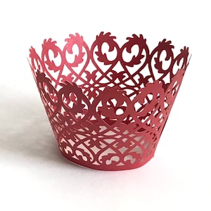 12 pcs Beautiful Red Lace Damask Wedding Cupcake Liners Liner Baking Cup Cupcake Wrapper Wrappers Black Cupcake Wrappers