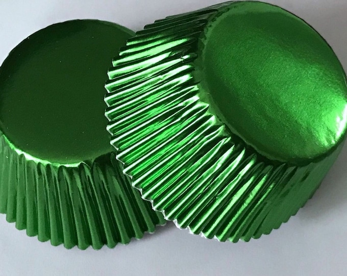 50 Pcs Green Metallic Cupcake Liners Aluminum Foil Liners Etsy