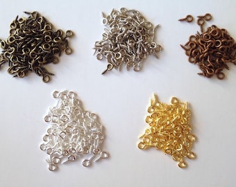 Assorted 1000 Pcs 8mm Eye Hook Screw Pins Silver Plated Gold Plated Bronze Silver Steel Clasp Jewelry Findings 85J Making Supplies Crafts