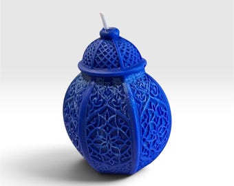 Immediate Shipment Blue Dome Candle Soy Wax Light Sandalwood and Jasmine scent Handmade Floral Candle