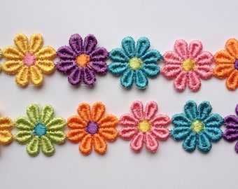 2 Yards Flower Colorful Lace Edge Trim Craft Pink Orange Purple Yellow Blue Fabric Needlework Edging Trims Sewing Notions white lace