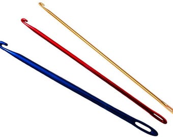 3 PCS Knook Crochet Hook Needle Eye Aluminum Hooks Needles Rug Select Size 2.75mm B/2, 4mm G/6 or US 8, 6mm J/10