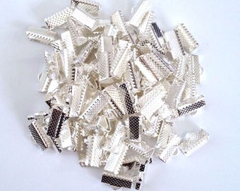 100 Silver Plated Necklace Necklace Bracelet Ends Bead Caps Clasp Cord End Clasps Crimp #12