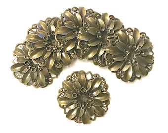 10 pcs Flower Bronze Embellishment Scrapbooking Paper Metal Stamping Lace Floral Stamping Filigree B2