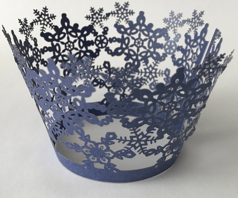 12 pcs Beautiful Royal Blue Snowflakes Lace Wedding Filigree Cupcake Liners Liner Baking Cup Cupcake Wrapper Wrappers image 1