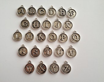 New 26 pcs Alphabet Letter A-Z Charms Beads Dangle Fit Bracelet Necklace Charm Charms Pendant Heart Charms Wedding 57C