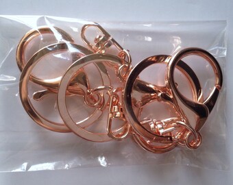 New! 3 Pcs Rose Gold Key Chain Ring Chain Keychain Keyring