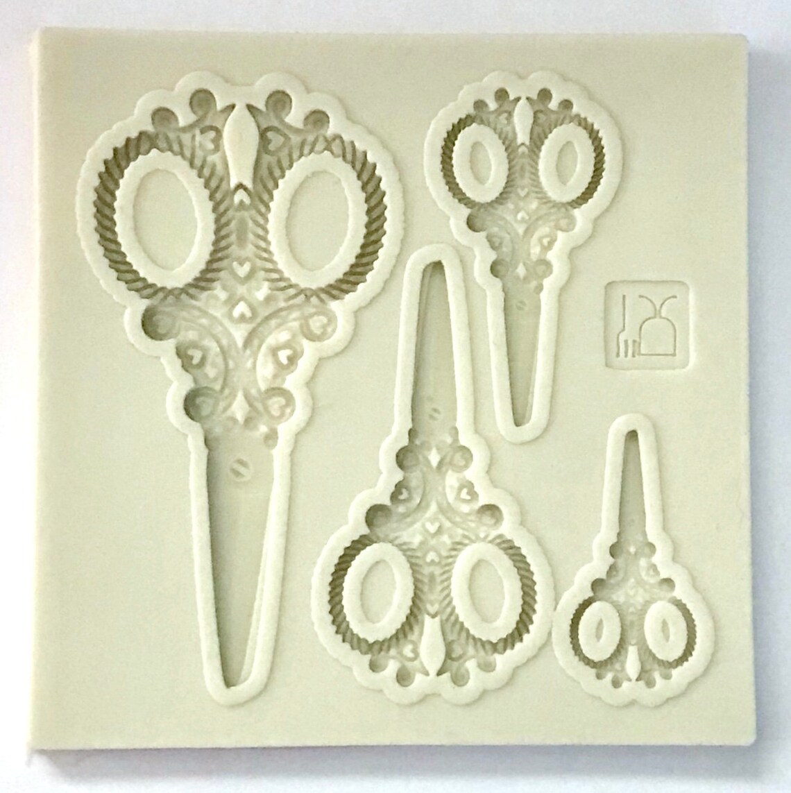 4 Lace Decorative Scissor Scissors Soft Silicone Mold Fondant Mat Cake ...