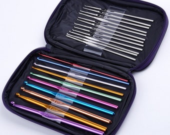 22 pcs Aluminum Crochet Hook Hooks Kit Set Case Needle Neeedles 1mm 2mm 3mm 3.5mm 4mm 4.5mm 5mm 5.5mm 6.0mm 6.5mm 7mm 8mm 9mm 10mm