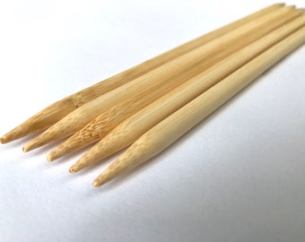 Select Size 8&quot; Bamboo double point knitting needles sizes pointed 0 1 2 2.5 3 5 6 7 8 9 10 10.5 10.75  11 13 15 17 2.25 2.75 2.5 3 4 5.5 mm