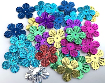 100 pcs Large Big Flower Sequins Scrapbooking Crafts Embellishments Card Making Sewing Bridal DIY Colorful