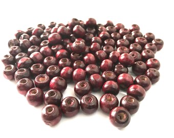 700 Stück 9 mm Dunkel Braun Rot Holz Perlen Runde Perle Schmuck machen Holz Werkzeug Handwerk Makramee 5x