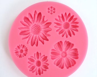 6 designs Sunflower Flower Leaf Soft Silicone Mold Fondant Mat Cake Decorating Cupcake Baking Tools Supplies Cookies Wedding soap mold