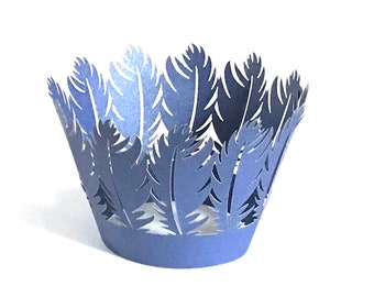 12 pcs Beautiful Navy Blue Feather Lace Wedding Filigree Cupcake Liners Liner Baking Cup Cupcake Wrapper Wrappers crochet doily