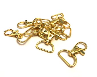 New 10 pcs Gold Plated Lobster Clasp Swivel Trigger Clip Snap Hook Key Ring Keychain rings Hardware Jewelry Making Tool Findings Craft 11x