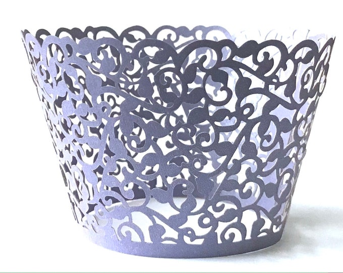 Gift Rapper Violet 12 Pcs Beautiful Purple Violet Lace Wedding Filigree Cupcake Liners ...