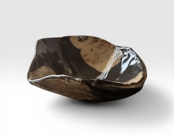 Immediate Shipment Handmade Original Black Ceramic bowl, handmade bowl  Design #Le Waves