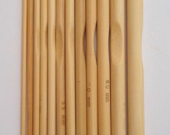 Brand New! Select Size Bamboo Crochet Hooks Select Size 2.5mm, 3mm, 3.5mm, 4mm, 4.5mm, 5mm, 6mm, 6.5mm, 7mm, 8mm, 9mm, 10mm