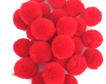 50 pcs Red Cashmere colorful pompom balls pom pom balls craft sewing embellishments assorted