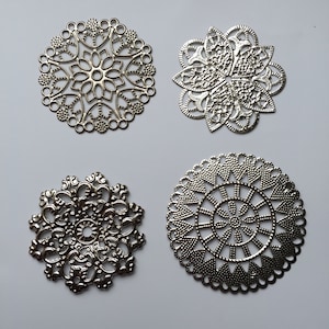 20 pcs Silver Tone Embellishments Scrapbooking Paper Craft Metal Stamping Lace Filigree Album