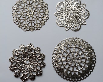 20 pcs Silver Tone Embellishments Scrapbooking Paper Craft Metal Stamping Lace Filigree Album