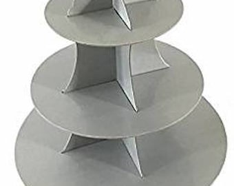 Neue 3 Tier Cupcake Stand Karton grau Hochzeit Party Kuchen Cookie glänzend Kuchen Stand Party Display