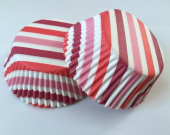 50 pcs Red Stripes Pink White Dark Red Cupcake Liners 50 count Wedding Baking Cups Muffin Party Tools Supplies Food Craft Paper