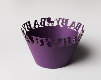 12 pcs Beautiful Baby Dark Purple Carriage Lace Wedding Filigree Cupcake Liners Liner Baking Cup Cupcake Wrapper Wrappers