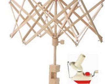 NEW Swift Yarn Winder Umbrella Birch Wood and Yarn Ball Winder Combo Package Yarn Swift 6 feet