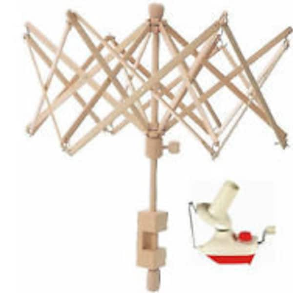 NEW Swift Yarn Winder Umbrella Birch Wood and Yarn Ball Winder Combo Package Yarn Swift 6 feet